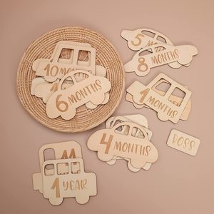 Nouveau-né bébé naissance 12 mois jalons carte en bois bébé cadeau blocs <span class=keywords><strong>annonce</strong></span> de naissance accessoires de photographie - Product Image 4