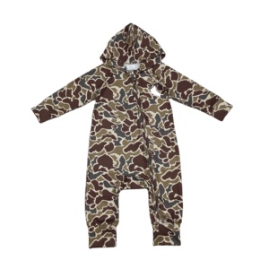 Combinaison à manches longues pour bébé fille, imprimé camouflage, vente en gros, fermeture éclair, ensemble de combinaison à capuche - Product Image 1
