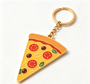 Custom Zinc Alloy Pizza Metal Keychain <b>Cartoon</b> Enamel Key <b>Ring</b> Portable Promotional Gift - Product Image 2