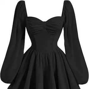 Abito Elegante Vintage da <span class=keywords><strong>Donna</strong></span> Casual con Colletto Quadrato in Chiffon Trasparente e Tulle, Vestito <span class=keywords><strong>Principessa</strong></span> Traspirante e Lavabile - Product Image 4