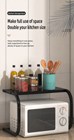 Support simple pour four à micro-ondes en acier au carbone, 55 cm, avec bras arqués, pour bouteilles d'assaisonnements, condiments et couverts