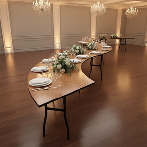 Tavolo Pieghevole da Esterno in Legno <span class=keywords><strong>a</strong></span> <span class=keywords><strong>Mezzaluna</strong></span>/Spirale per Banchetti - Product Image 1