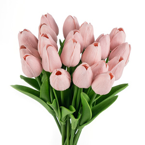 Tulipanes Artificiales de Látex, Tallos de Tulipán de Tacto Real, Ramos de Flores Artificiales Color Naranja - Product Image 3