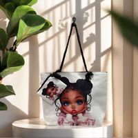 Sac en toile à poignée en corde épaisse noire Beau sac à main imprimé femme africaine