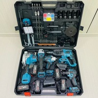 Kit d'outils sans fil 5-en-1 21V, meilleur rapport qualité-prix, avec perceuse à percussion, meuleuse, clé à chocs, marteau et scie pour la construction
