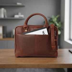 Maletín para Portátil de Cuero Genuino de Diseño Moderno, Correa para el Hombro Personalizable, Multifuncional, Ecológico, Portátil, Impermeable, para Uso Diario - Product Image 1