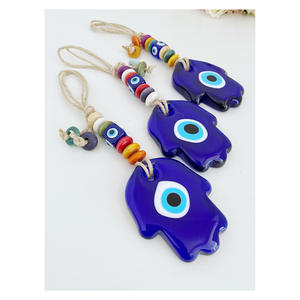 Pendentif de Style bohème fait à la main Fatima perle oeil bleu gland créatif oeil du diable tenture murale pour salon intérieur de voiture - Product Image 5