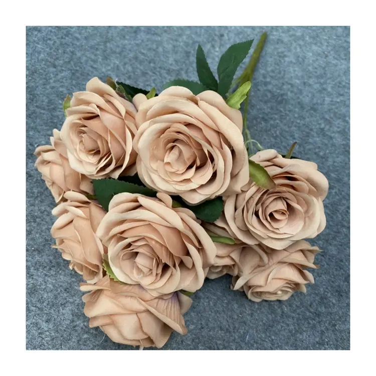 Фабричная RG-481 искусственные коричневые розы цветы шелковые розы Букет для свадебного украшения дома