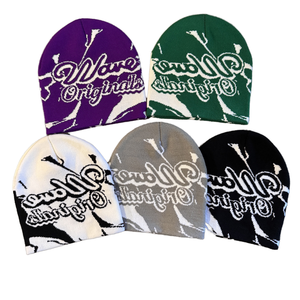 Y2K Cuffless Winter Warm <b>Beanie</b> 3D Embroidery Jacquard Knit Silk <b>Lined</b> <b>Satin</b> Unisex 100% Acrylic Common Casual Street Style - Product Image 1