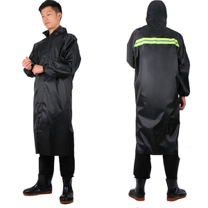 Aeofa-chubasquero impermeable de talla única para <span class=keywords><strong>hombre</strong></span>, abrigo largo con capucha, impermeable, color negro, con protección reflectante en la espalda, 100% - Product Image 1