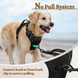 犬用ハーネスなしプル調整可能ソフトパッド付き反射オックスフォードノーチョークペットベスト簡単制御ハンドル付き戦術的なペットハーネス - Product Image 4