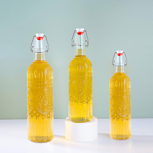Wholesale Custom Kombucha Fermentation Flip Top Bottle 500ml 750ml 1l Empty Glass Swing Top Glass Bottles With Airtight Lid