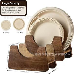 Wooden <b>Plate</b> <b>Rack</b> Round Kitchen Storage Eco Friendly Solid Wood Countertop Organizer - Product Image 4