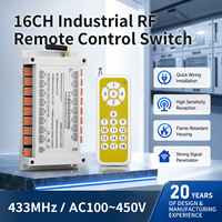 Interruptor de Control Remoto RF Industrial de 16 Canales, CA 100-450V, Receptor Inalámbrico de 433MHz, Relé de 10A, Controlador de Conexión Rápida para Riel DIN