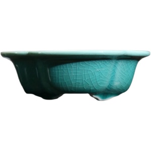 Maceta de Cerámica para Bonsái, Forma de Papaya, Esmalte Verde Azulado, Estilo Chino Clásico, Maceta Pequeña - Product Image 5