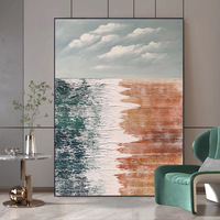 Peint à la main abstrait toile mur Art plage vagues photo salon décor à la maison avec cadre peinture à l'huile