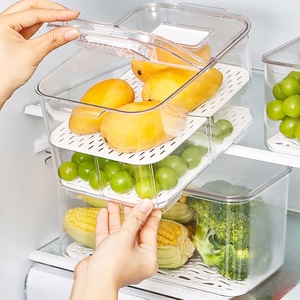 Vacane Fridge Fruit Vegetable Container With Foldable Lid Double-layer Food Storage Bins For Freezer Fridge Organizer