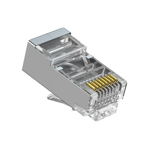 ขั้วต่อ RJ45 8P8C ปลั๊กแบบแยกส่วนชุบทอง Cat5e ขั้วต่อสายอีเทอร์เน็ต <span class=keywords><strong>Cat6a</strong></span> STP ปลั๊กเครือข่ายโปร่งใส - Product Image 3