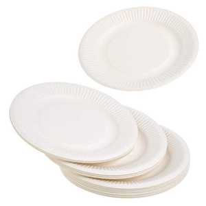 Assiettes en papier rondes blanches de 6,3 pouces, jetables, légères, petites, pour les goûters, les macarons, les desserts et les gâteaux - Product Image 1