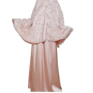 厚伊斯兰传统开斋节女性蕾丝崇拜连衣裙上下两件套配Dupatta Amira穆斯林连衣裙