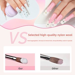 Pinceau à ongles en nylon taille 6-14, pinceau plat avec couvercle, manche en métal pour poudre acrylique, nail art - Product Image 3