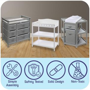 Table à <span class=keywords><strong>langer</strong></span> en bois <span class=keywords><strong>blanc</strong></span> pour bébé avec étagères pour le stockage de la pépinière Essentiel pour les couches Soins des bébés Autres meubles pour enfants - Product Image 3