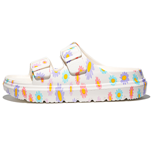 Sandales plates élégantes et légères pour femmes, à enfiler, avec double bride réglable, respirantes, imprimé flamant rose, bout ouvert - Product Image 5