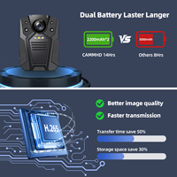Caméras corporelles CAMMHD V10 4K/2160P avec audio et vidéo, deux batteries 4400mAh fonctionnant 14 heures, caméra corporelle H.265 avec vision nocturne
