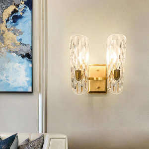 Nuevo estilo simple personalidad pasillo dormitorio cabeza lámpara de pared moderna Pantalla de vidrio dorado luces de pared - Product Image 5