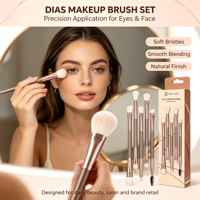 Ensemble de pinceaux de maquillage professionnels 2 en 1 à double tête, pour les yeux, avec logo personnalisé, manche en bois, vente en gros directe d'usine, OEM ODM