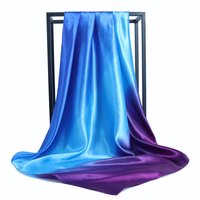 Écharpe carrée d'été en satin de soie style foulard, imprimé dégradé ombré, haute qualité, vente chaude