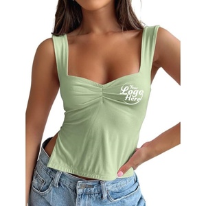Women's Trendy Knitted Spandex/Cotton V-neck Backless Regular Tank <b>Tops</b> Summer Casual Breathable Eco-Friendly Quick Dry Cute - Product Image 1