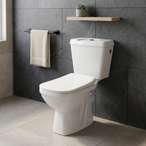WC en céramique à double chasse avec siphon en S, cuvette carrée en porcelaine avec couvercle et accessoires pour salle de bain - Product Image 5