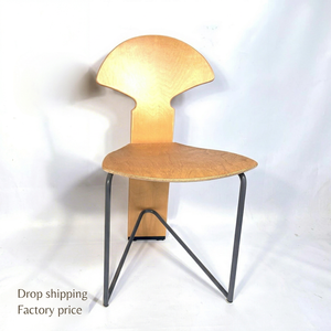 Designer Plywood Side <b>Chair</b> Unique Curved Backrest And <b>Industrial</b> Metal Base Restaurant And Office Furniture Direct Manufacture - Product Image 6