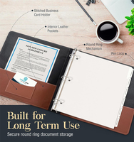 Carpeta de Archivos Personalizada Haoran, Carpeta de Documentos de Cuero con 3 Anillas, Carpeta de Archivos con Separadores