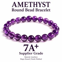 Bracelet en Améthyste Qualité 7A+ Perles Rondes en Cristal Violet Naturel Pierre Polie Bijoux de Guérison Vente en Gros