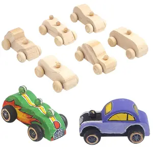 unfinished paintable DIY woods toy cars wooden toy car crafts for woodworking school family arts home party favors activities