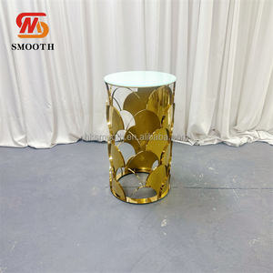 SMOOTH Metal Dessert Table Pillar Gold round Wedding Metal Plinth <b>Flowers</b> Stand Cylinder Dessert <b>Cake</b> Table - Product Image 2