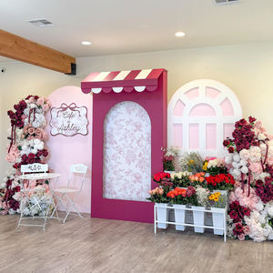 حامل زهور ، حامل قوس ، خلفية للحفلات ، لوازم حفلات استحمام الأطفال ، حامل خلفية أكريليك وردي ، حامل قوس خلفي من كلوريد البولي فينيل - Product Image 2