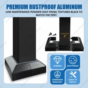 Cubierta de base de poste dividido de aluminio negro de 3 pulgadas, herrajes de valla populares con brida de placa de marco de Metal para enrejado de esgrima y puertas - Product Image 3