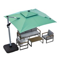 Parasol de terrasse extérieur, résistant à la pluie, design rotatif réglable, mât en aluminium, barre lumineuse solaire, usage commercial
