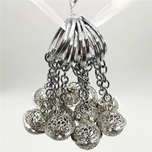 Porte-clés cloche ajouré en alliage de zinc, plaqué or blanc, pour voiture, cadeau pour petite amie, design géométrique, origine Yiwu - Product Image 2