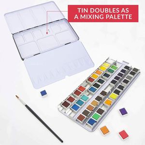 48 Colors Half Pan <b>Tin</b> Box Watercolor Paint Set for Artists, Art Painting, Students, Kids, Beginners - Product Image 2