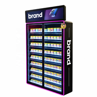 Présentoir de sol en métal pour snus avec boîte lumineuse LED et écran publicitaire LCD – Présentoir de vente au détail personnalisé pour sachets de nicotine