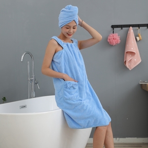 Accappatoio con Cinturino per Spalle in Microfibra Morbida, Sexy Gonna da Bagno per Donne con Asciugamano per Capelli, Vestito da Bagno per Ragazze - Product Image 5