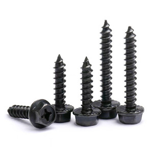 Tornillos Autorroscantes de Cabeza Hexagonal de Acero Inoxidable 304 con Recubrimiento de Zinc Negro, Precio de Fábrica, Sistema Métrico M3 M5 M6, Tornillo Autorroscante con Brida Hexagonal - Product Image 1