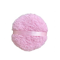 Puff Bedak Tabur Profesional untuk Bedak Padat, Spons Makeup High Light, Puff Bulu Panjang dengan Pita