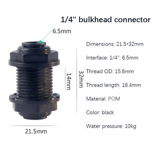 1/4 \ "Zwarte Handmatige Plastic Snelaansluitende Push-In Schotconnector Voor Aquariumtankfitting En Omgekeerde Osmose-Systeem - Product Image 4