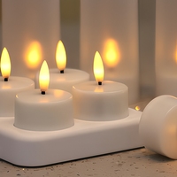 Nouvel ensemble rechargeable de 12 bougies chauffe-plat LED électriques sans flamme, blanc chaud scintillant, pour la décoration intérieure