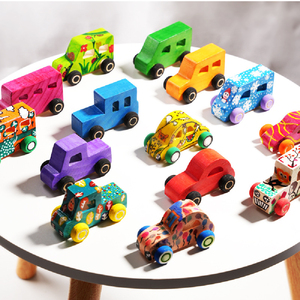 Vente en gros d'activités pour la maison Artisanat en bois Jouet pour enfants 8 pièces DIY Voiture en bois Jouets Voitures en bois non finies <span class=keywords><strong>Kit</strong></span> de <span class=keywords><strong>peinture</strong></span> pour enfants - Product Image 4